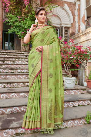 Pear Green Banarasi Saree