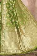 Pear Green Printed Banarasi Saree