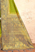 Pear Green Zari Butta Banarasi Saree