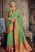 Banarasi Saree Pear Green Zari Woven Banarasi Saree saree online