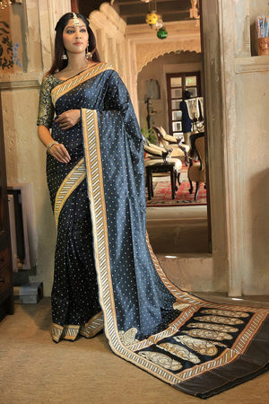 Pebble Grey Banarasi Saree