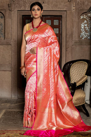 Peoney Pink Banarasi Saree