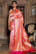 pink banarasi saree