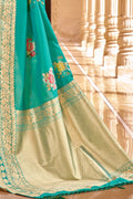 Buy Persian green  zari woven banarasi saree online - karagiri