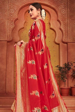 Persian Red Banarasi Saree