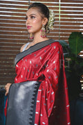 Persian Red Small Butta Woven Banarasi Saree