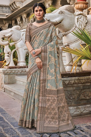 Pewter Grey Banarasi Saree