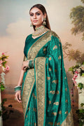 Banarasi Saree Pine Green Printed Banarasi Saree saree online