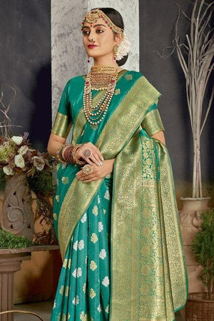 Pine Green Regal Banarasi Saree