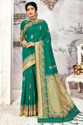 Banarasi Saree Pine Green Zari Motif Banarasi Saree saree online