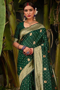 Banarasi Saree Pine Green Zari Weaved Banarasi Saree saree online