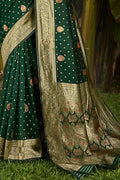 Banarasi Saree Pine Green Zari Weaved Banarasi Saree saree online
