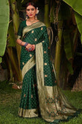 Banarasi Saree Pine Green Zari Weaved Banarasi Saree saree online