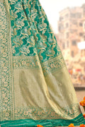 Buy Pine green  zari woven banarasi saree online - karagiri