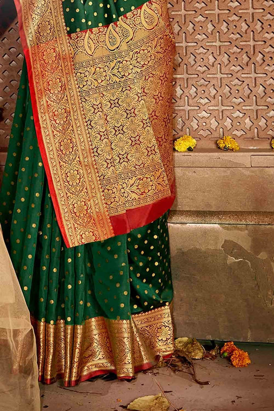 Banarasi Saree Pine Green Zari Woven Banarasi Saree saree online