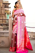 pink banarasi saree