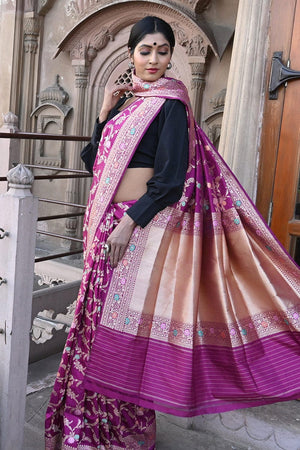 Plum Purple Banarasi Saree