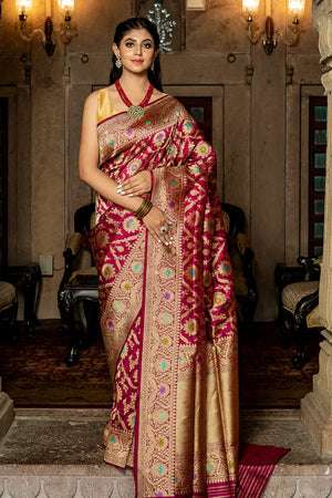 Plum Purple Banarasi Saree