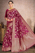 Banarasi Saree Plum Purple Printed Banarasi Saree saree online