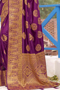 Banarasi Saree Plum Purple Zari Butta Woven Banarasi Saree saree online