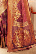 Banarasi Saree Pompeii Purple Zari Butta Woven Banarasi Saree saree online
