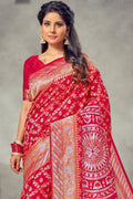 Pretty cardinal red banarasi saree - Buy online on Karagiri - Free shipping to USA