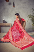 Pretty cardinal red banarasi saree - Buy online on Karagiri - Free shipping to USA
