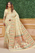 Pretty cream banarasi saree - Buy online on Karagiri - Free shipping to USA