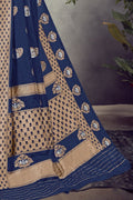 Pretty oxford blue banarasi saree - Buy online on Karagiri - Free shipping to USA