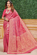 Pretty rouge pink banarasi saree - Buy online on Karagiri - Free shipping to USA