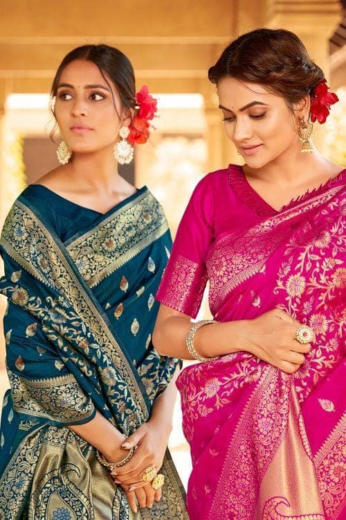 Banarasi Saree Prussian Blue Banarasi Saree saree online