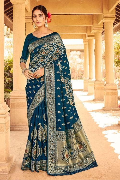 Banarasi Saree Prussian Blue Banarasi Saree saree online