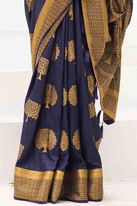 Banarasi Saree Prussian Blue Zari Butta Woven Banarasi Saree saree online