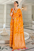 Pumpkin orange zari woven banarasi brocade Saree - Buy online on Karagiri - Free shipping to USA