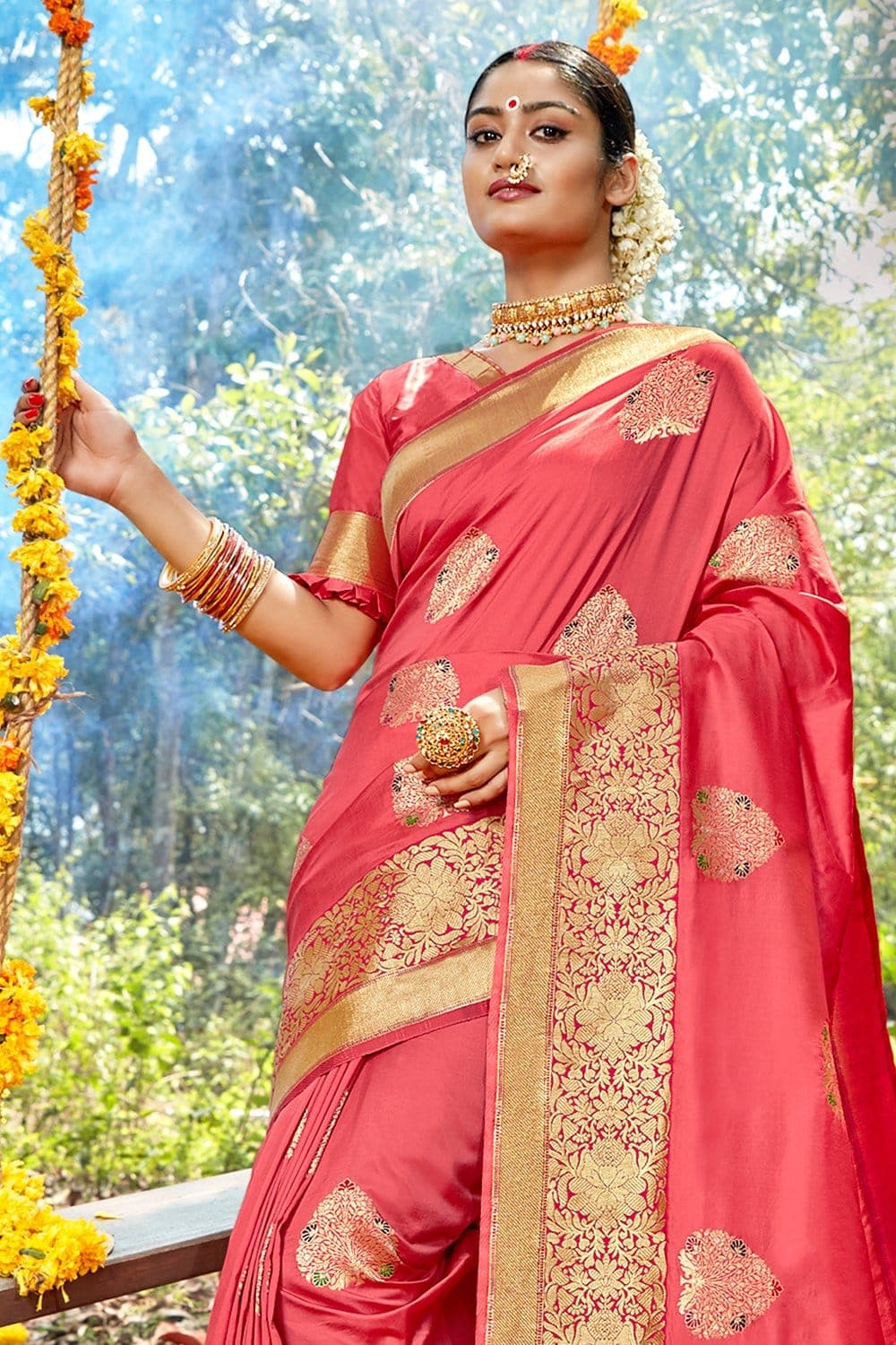Banarasi Saree Punch Pink Banarasi Saree saree online