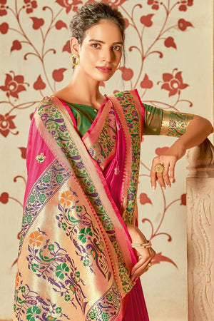 Punch Pink Banarasi Saree