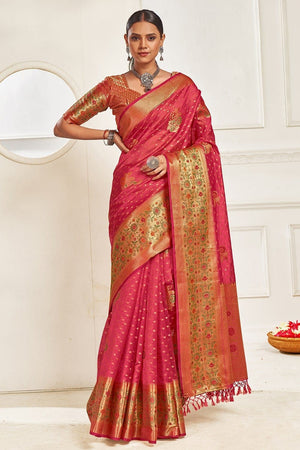 Punch Pink Banarasi Saree