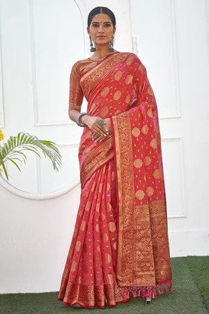 Punch Pink Banarasi Saree