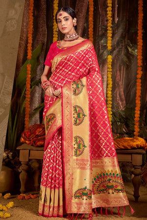 Punch Pink Banarasi Saree