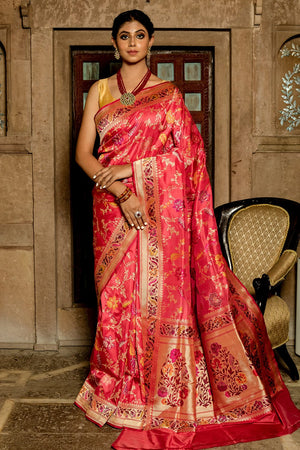 Punch Pink Banarasi Saree