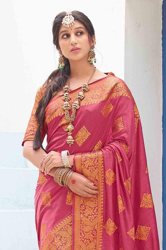 Banarasi Saree Punch Pink Zari Butta Woven Banarasi Saree saree online