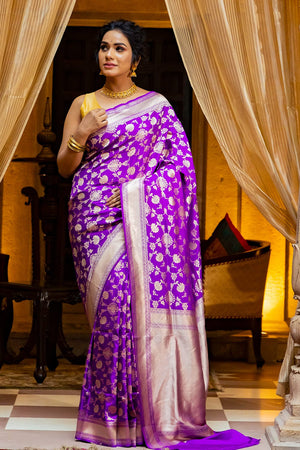 Purple Banarasi Saree