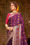 Banarasi Saree Purple Zari Woven Banarasi Saree saree online