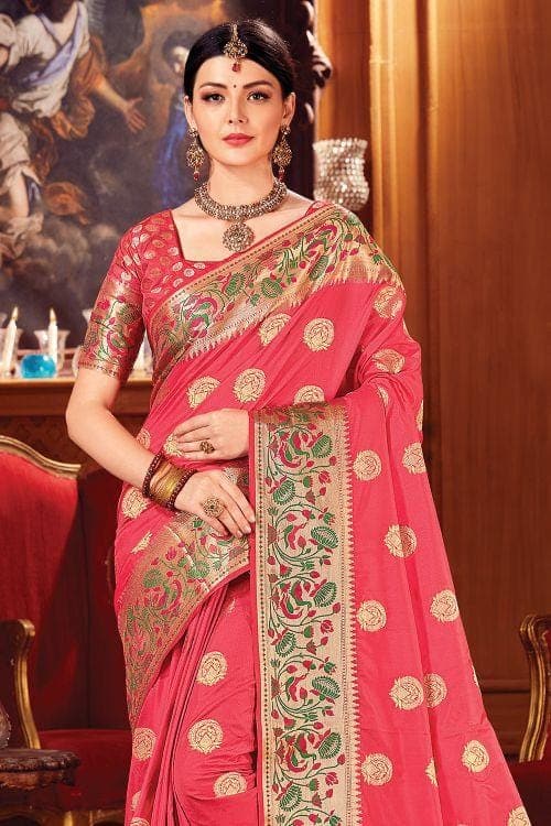 Raspberry Red Banarasi Saree