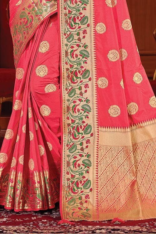Raspberry Red Banarasi Saree