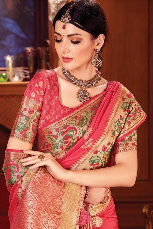 Raspberry Red Banarasi Saree