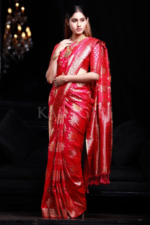 Raspberry Red Banarasi Saree