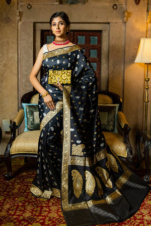 Raven Black Banarasi Saree