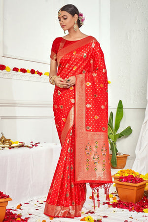 Red Banarasi Saree