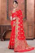 red banarasi saree